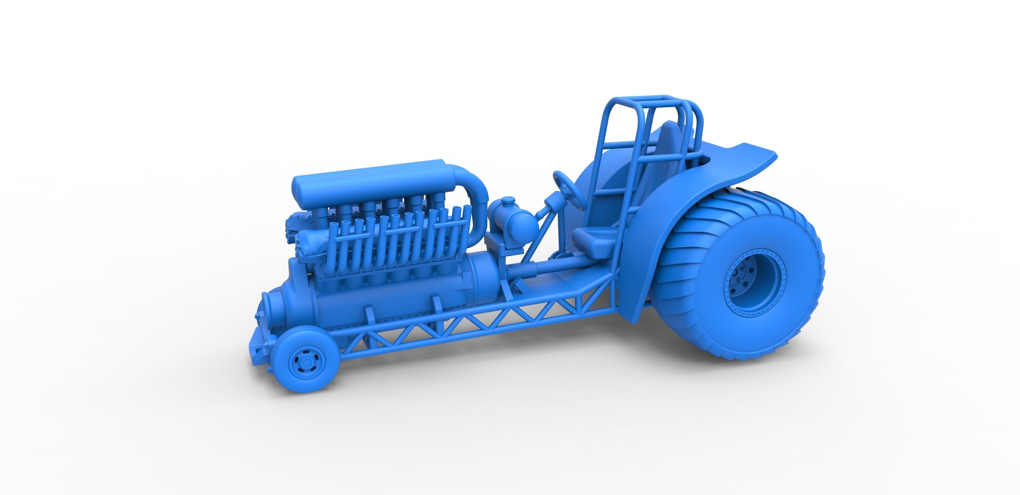 Mini Rod pulling tractor with V12 engine Scale 1 to 25 3D print model_14
