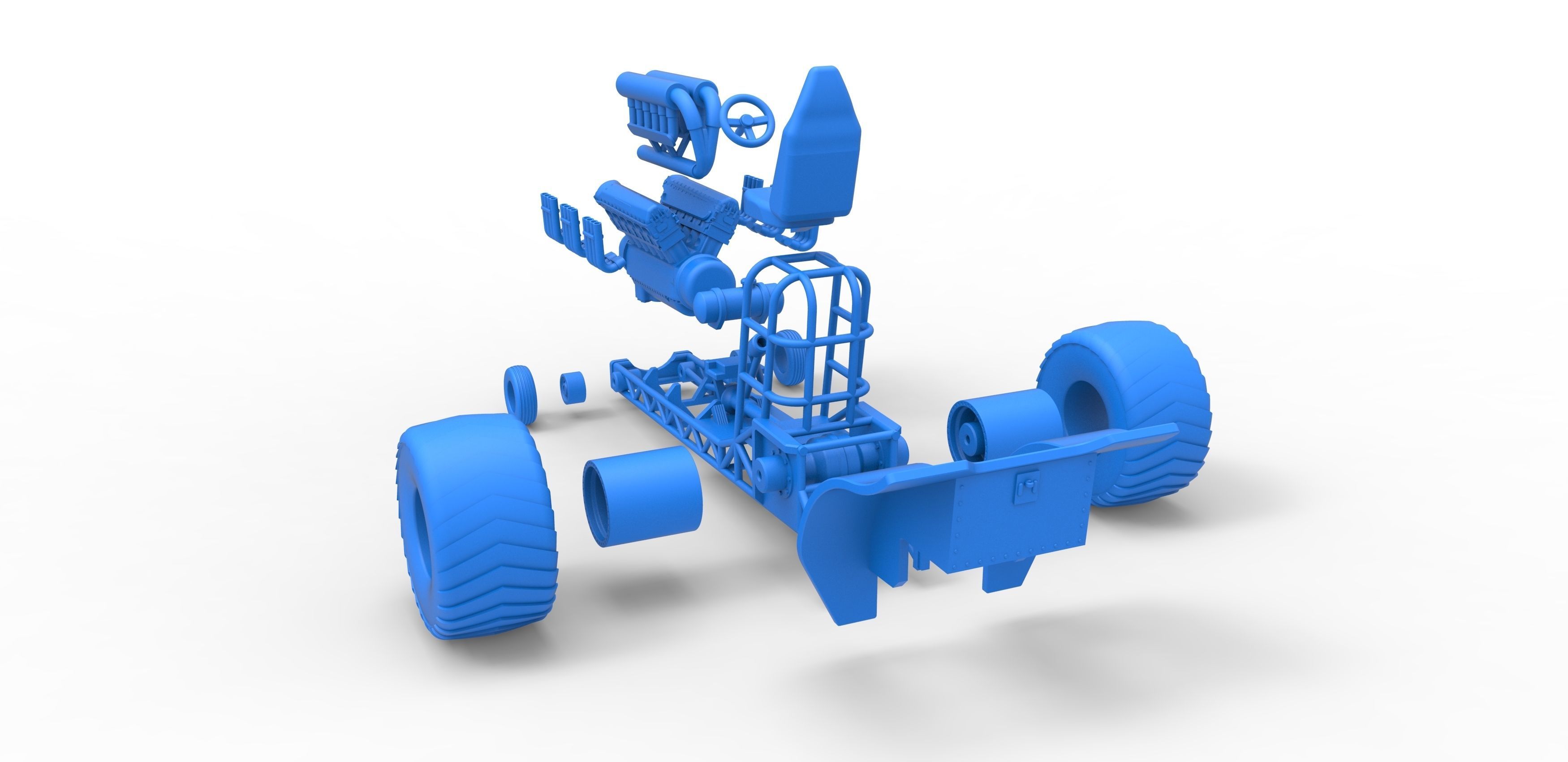 Mini Rod pulling tractor with V12 engine Scale 1 to 25 3D print model_33