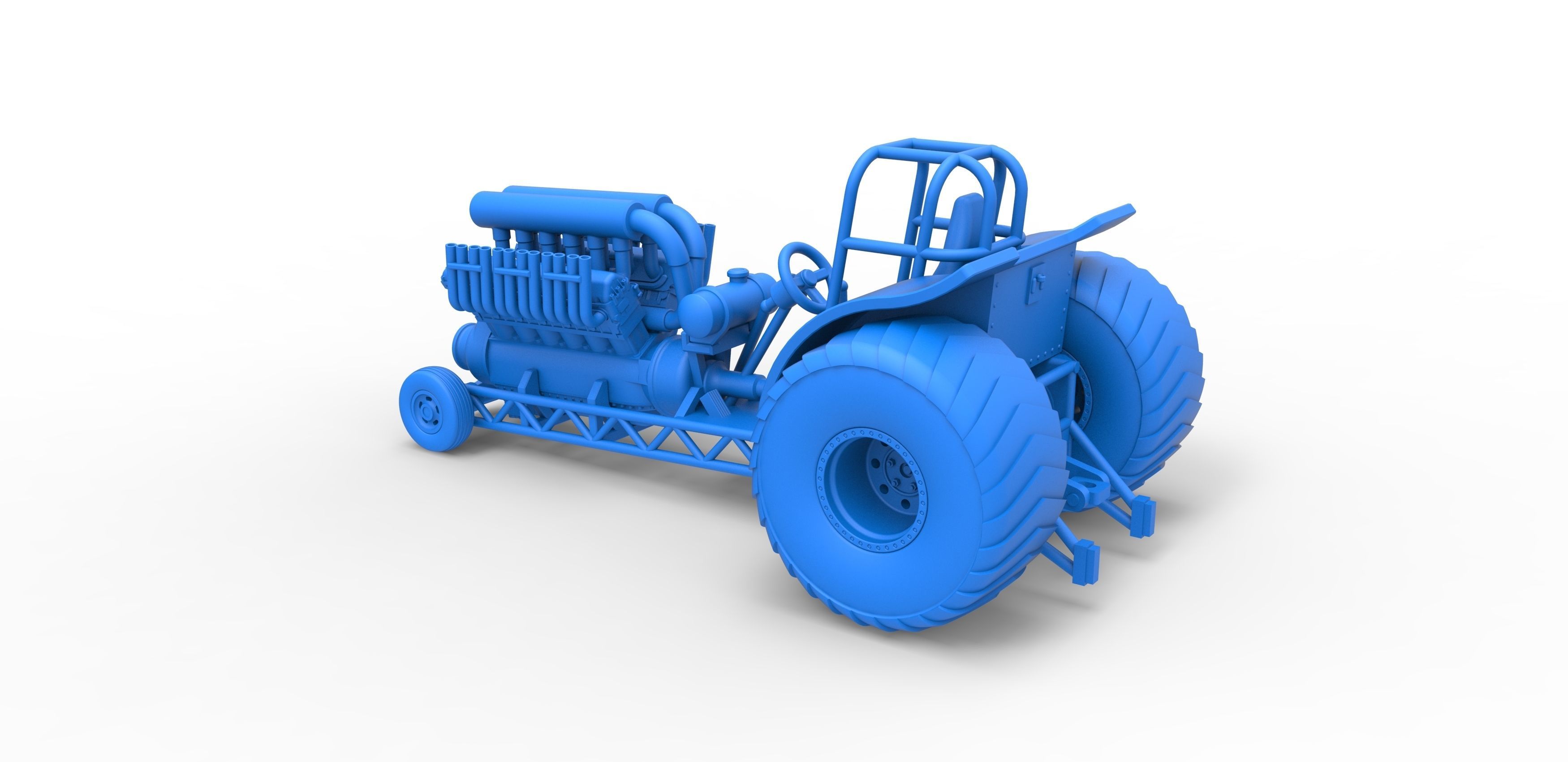 Mini Rod pulling tractor with V12 engine Scale 1 to 25 3D print model_23