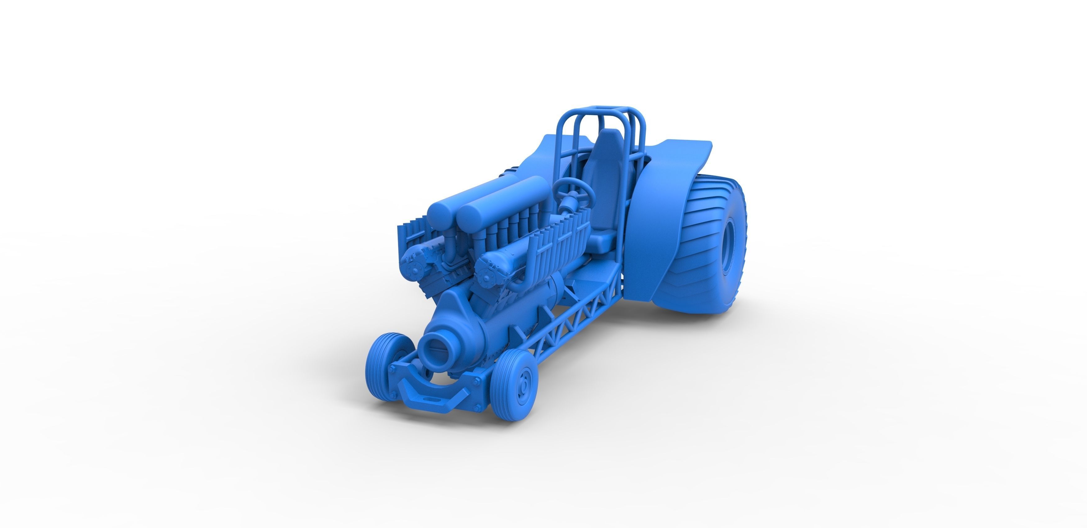 Mini Rod pulling tractor with V12 engine Scale 1 to 25 3D print model_16