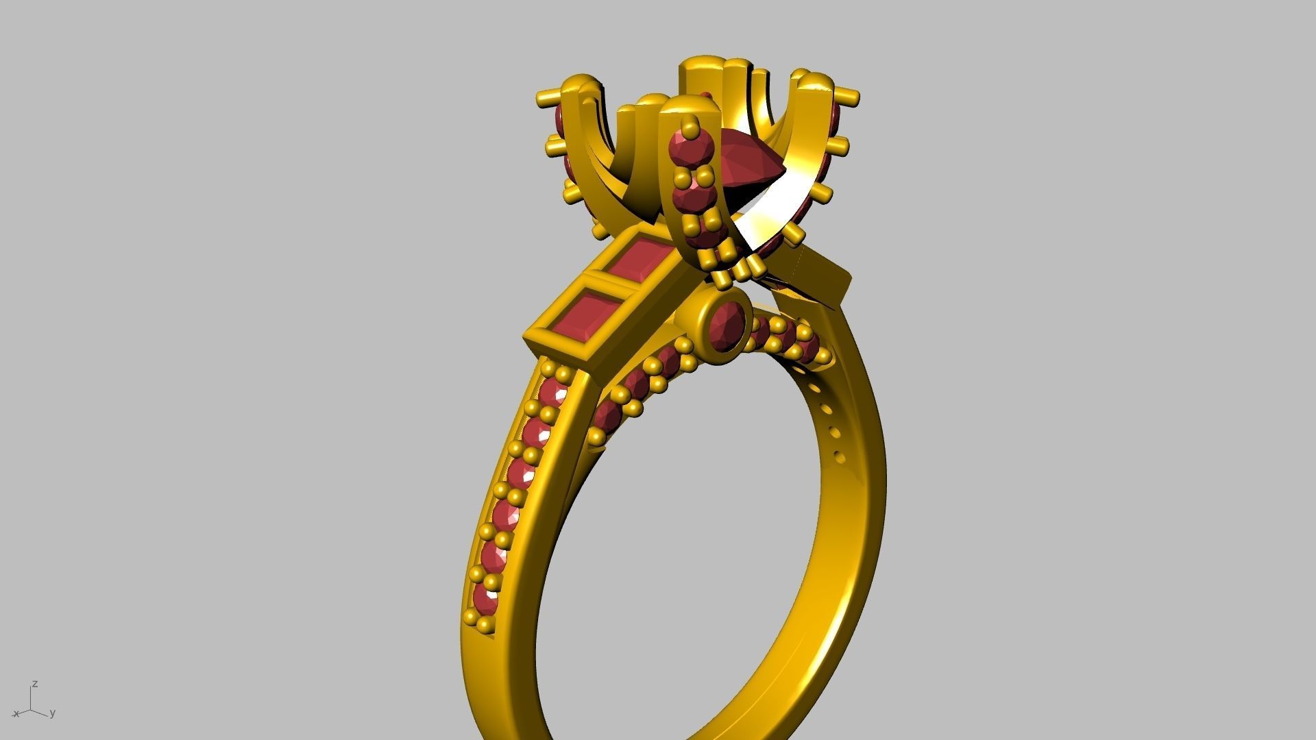 Princess Accent diamonds Ring 3D print model_33