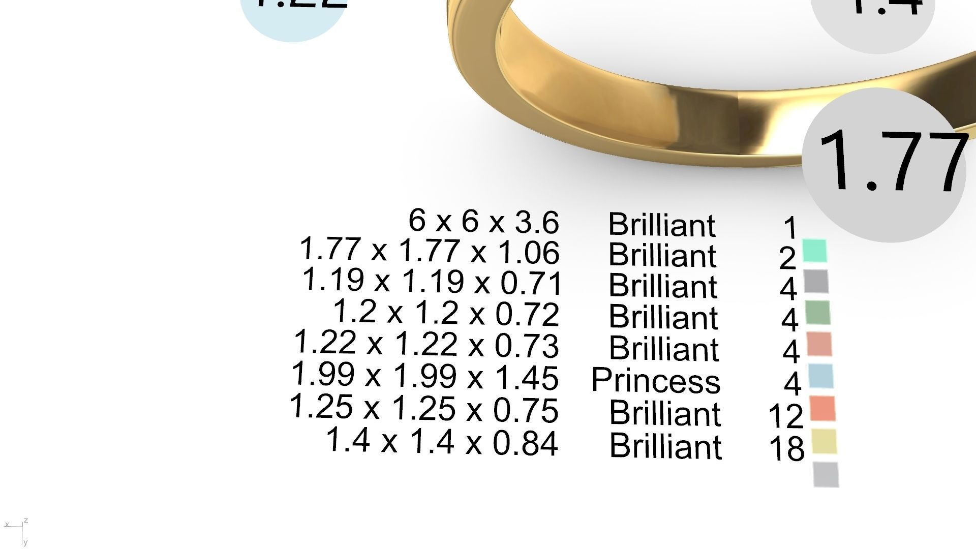 Princess Accent diamonds Ring 3D print model_16