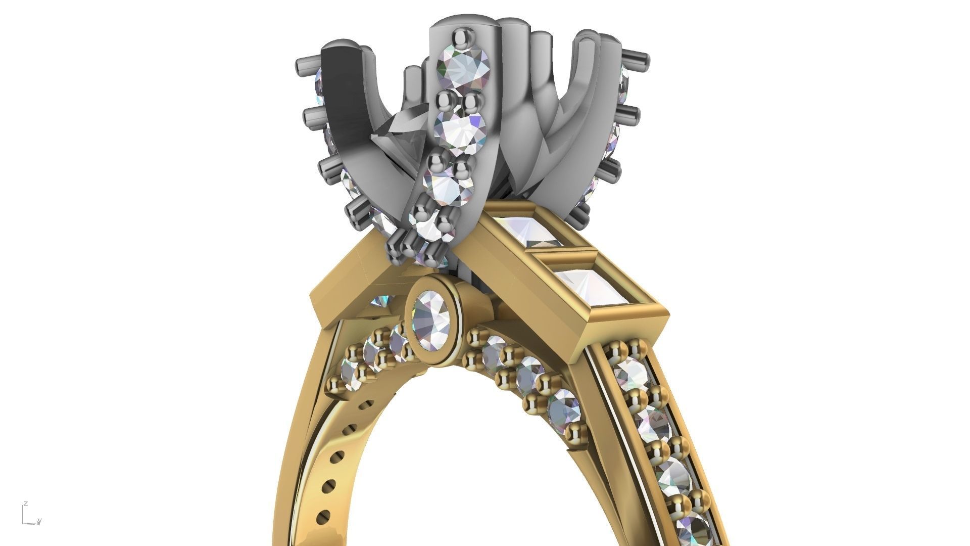 Princess Accent diamonds Ring 3D print model_7