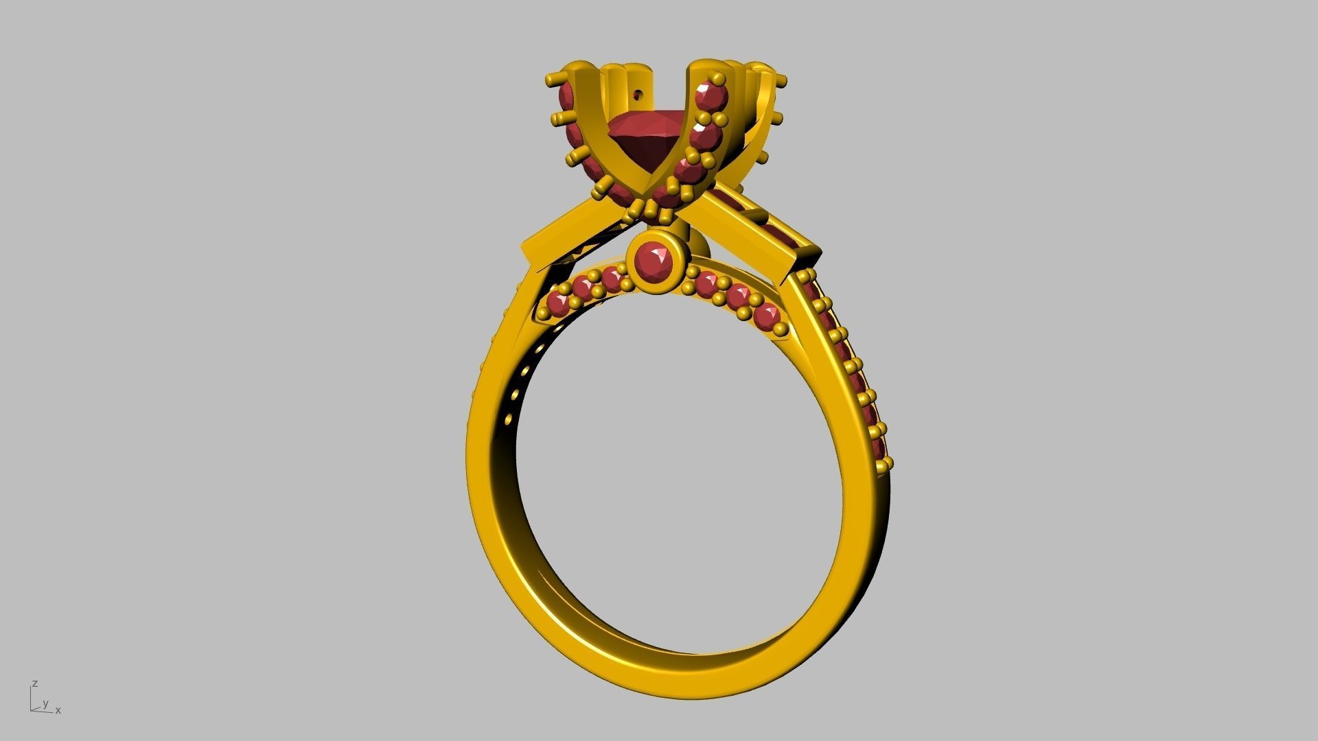 Princess Accent diamonds Ring 3D print model_24
