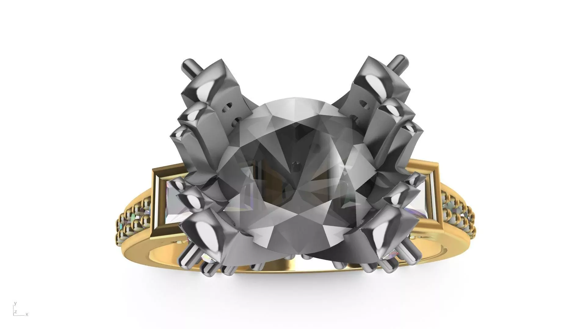 Princess Accent diamonds Ring 3D print model_0