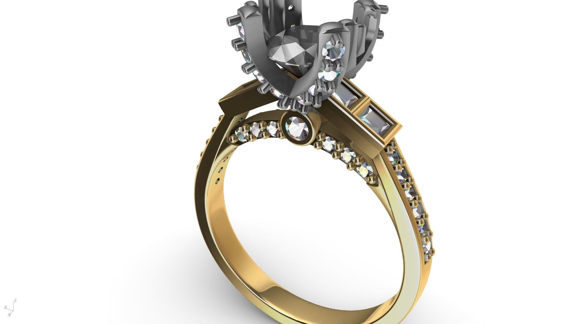 Princess Accent diamonds Ring 3D print model_19