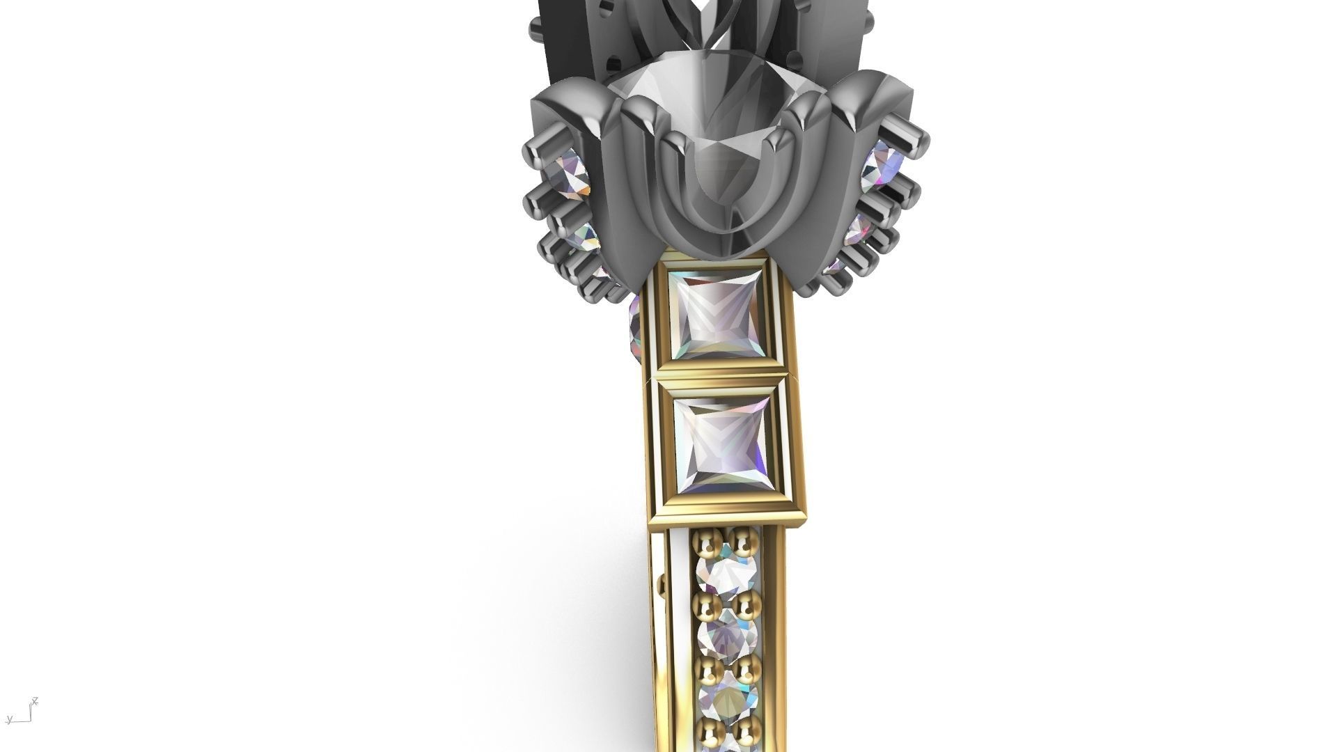 Princess Accent diamonds Ring 3D print model_15