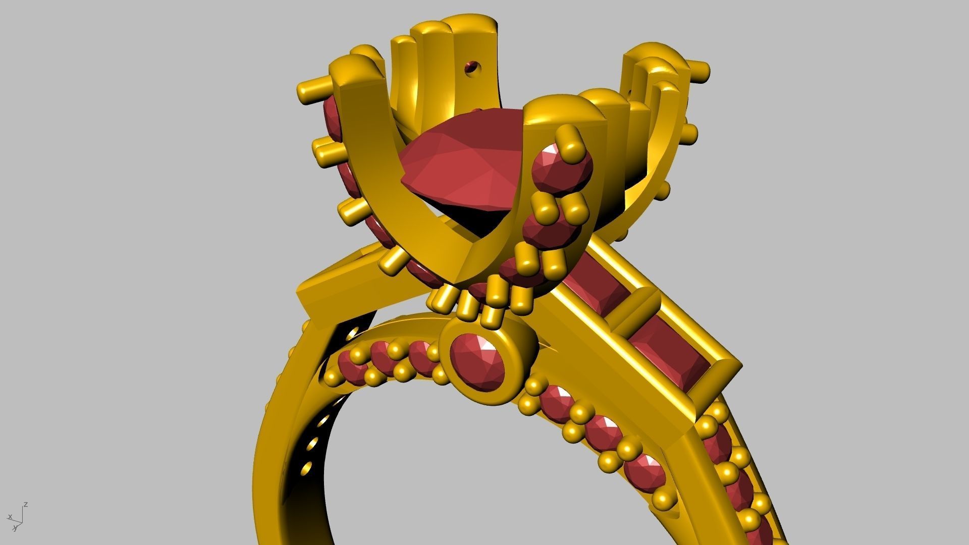 Princess Accent diamonds Ring 3D print model_28