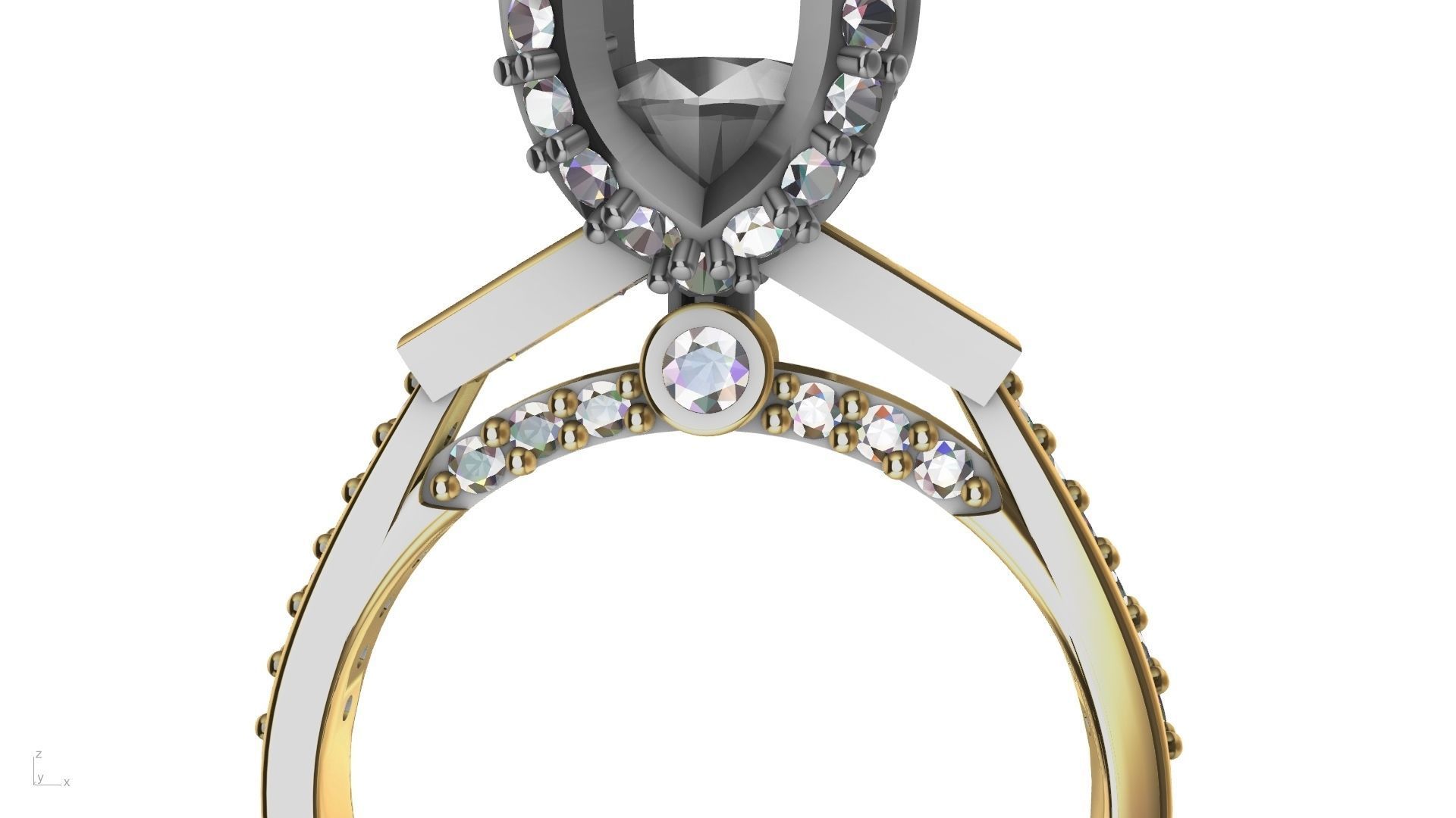 Princess Accent diamonds Ring 3D print model_23