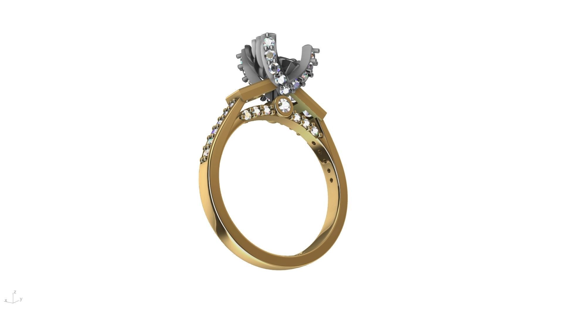 Princess Accent diamonds Ring 3D print model_10