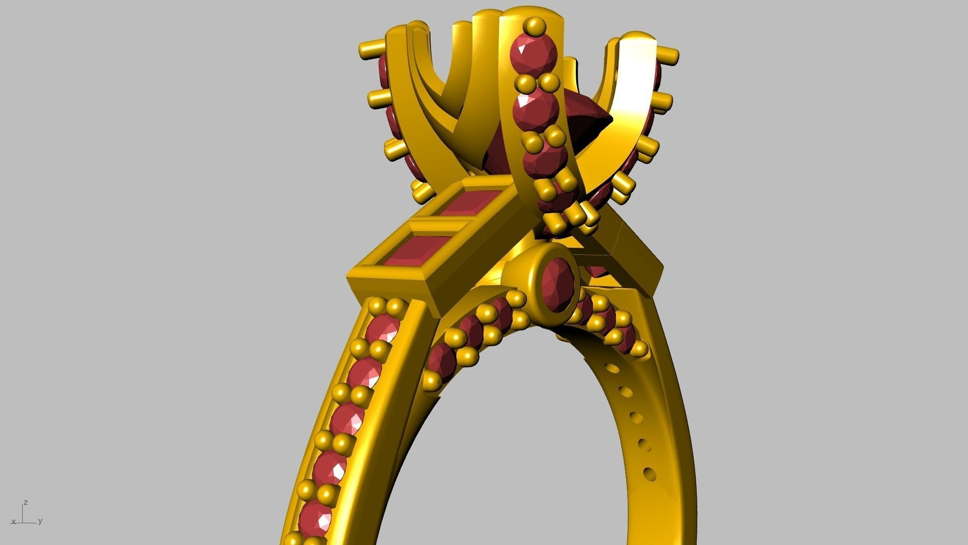 Princess Accent diamonds Ring 3D print model_30