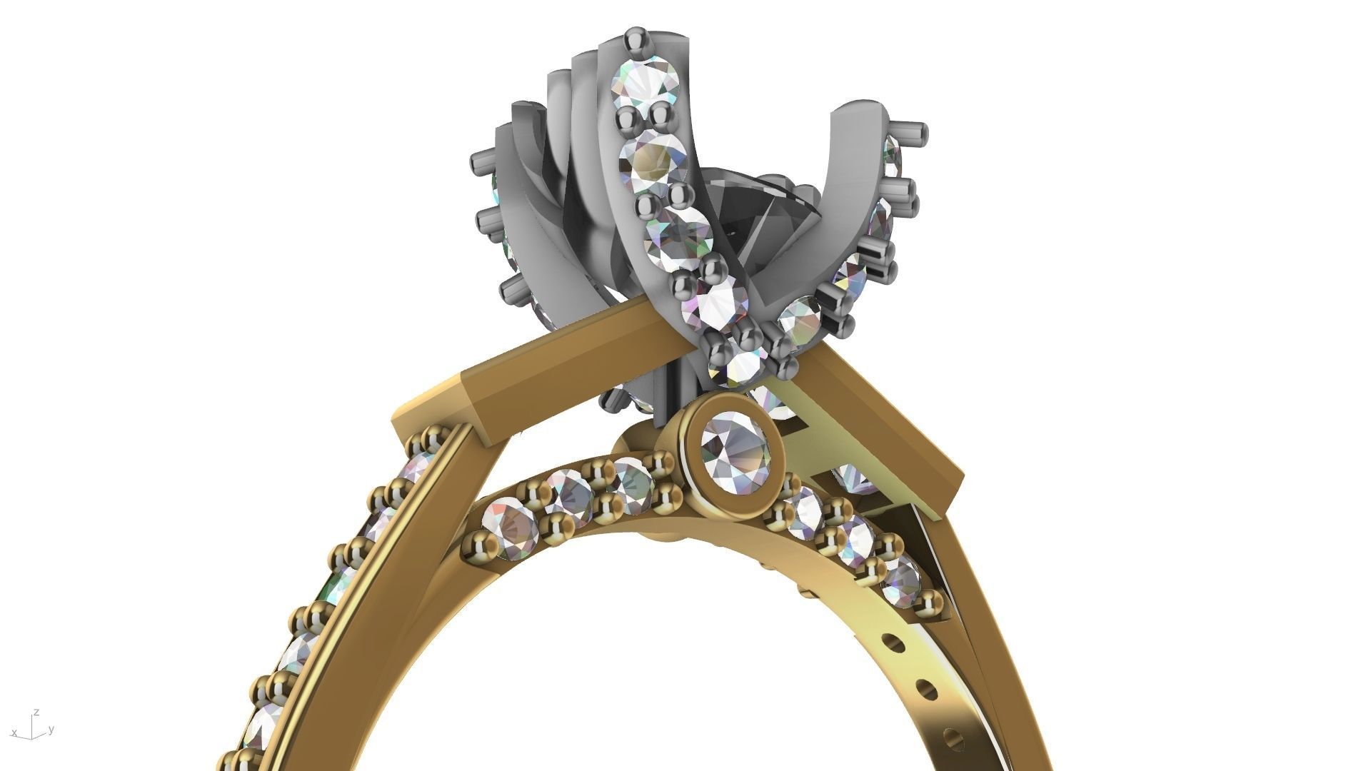 Princess Accent diamonds Ring 3D print model_9