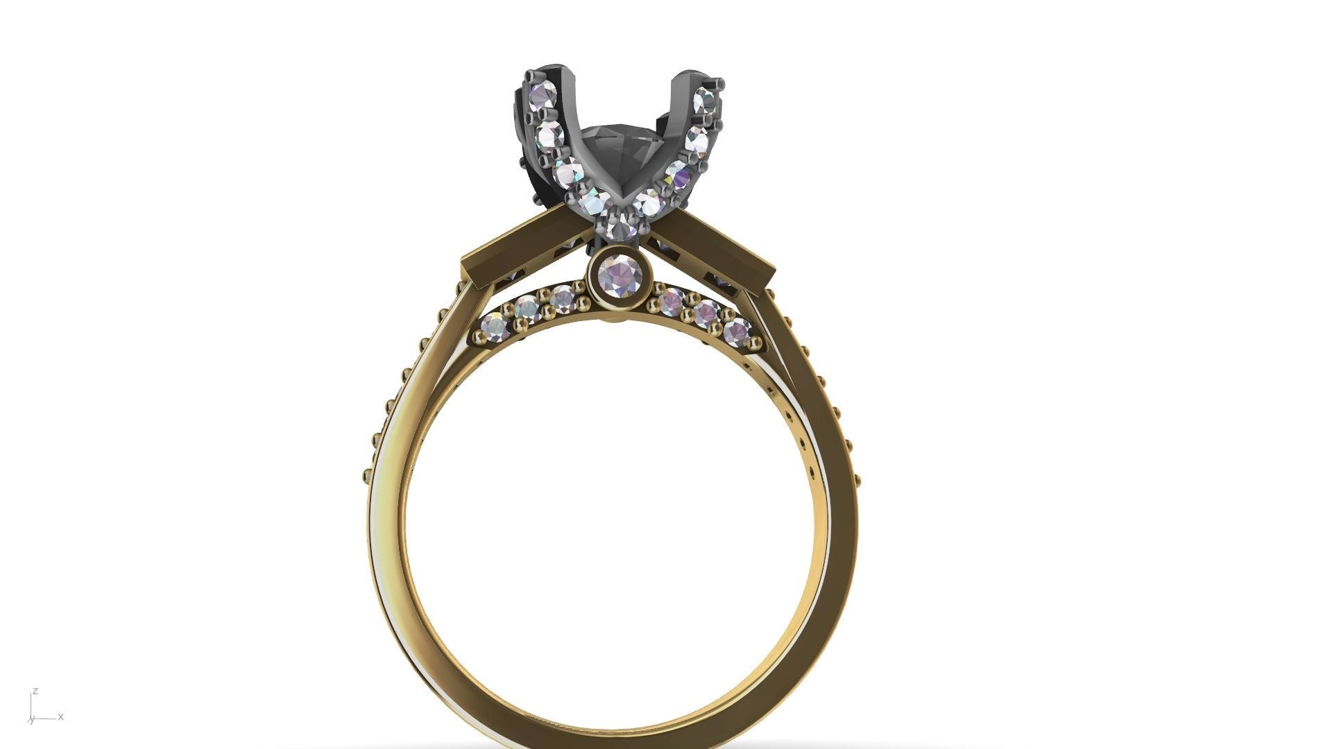 Princess Accent diamonds Ring 3D print model_6