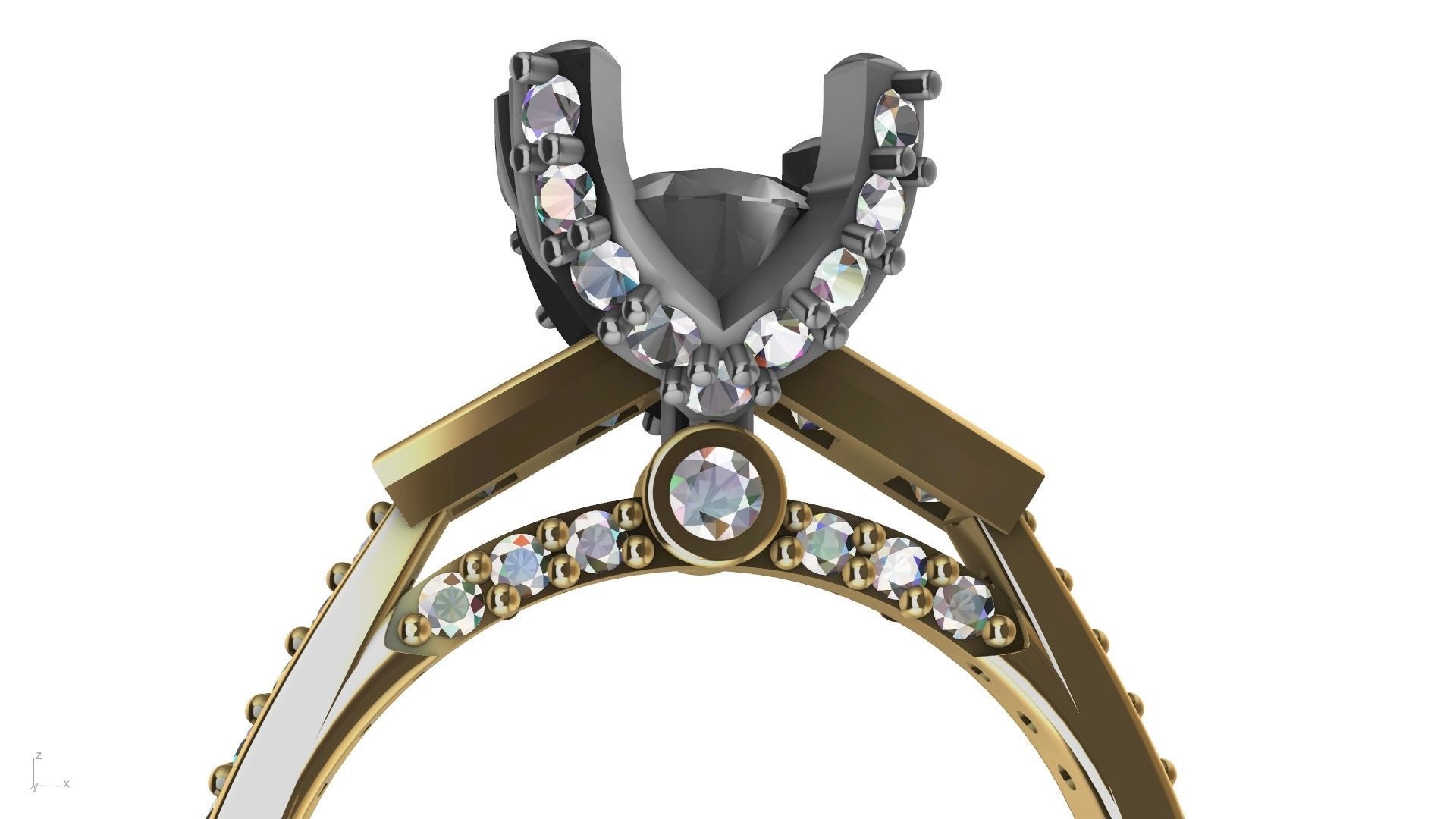 Princess Accent diamonds Ring 3D print model_1