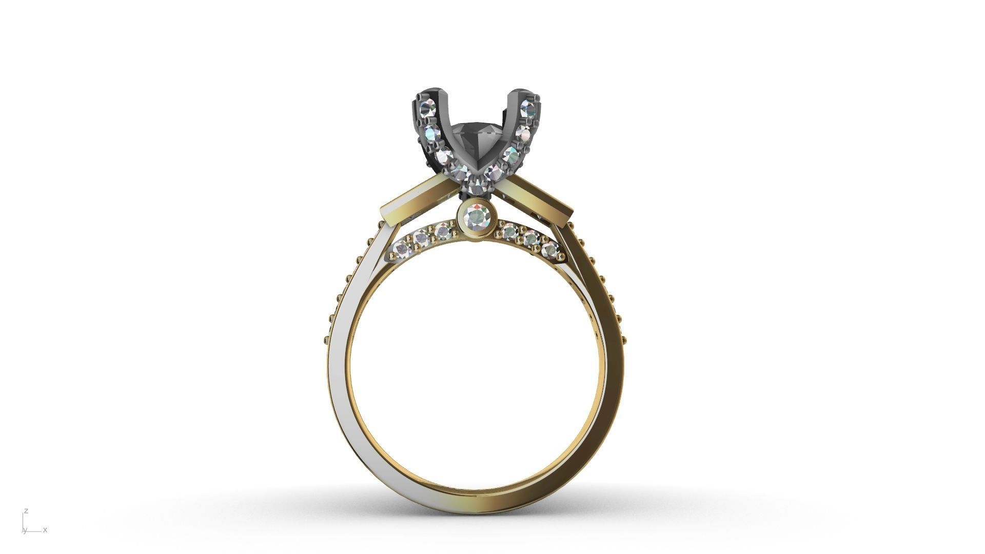Princess Accent diamonds Ring 3D print model_3