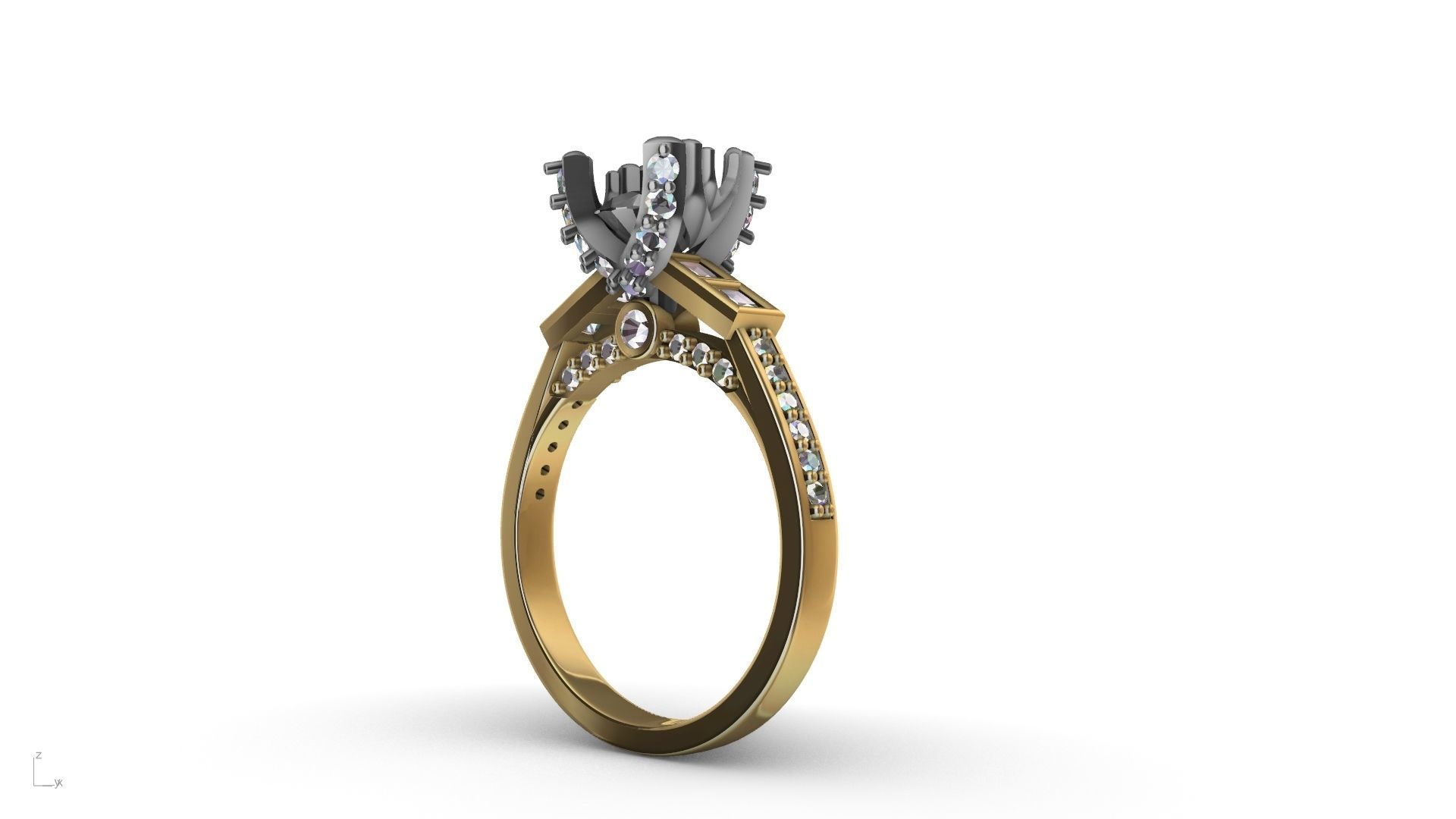Princess Accent diamonds Ring 3D print model_4