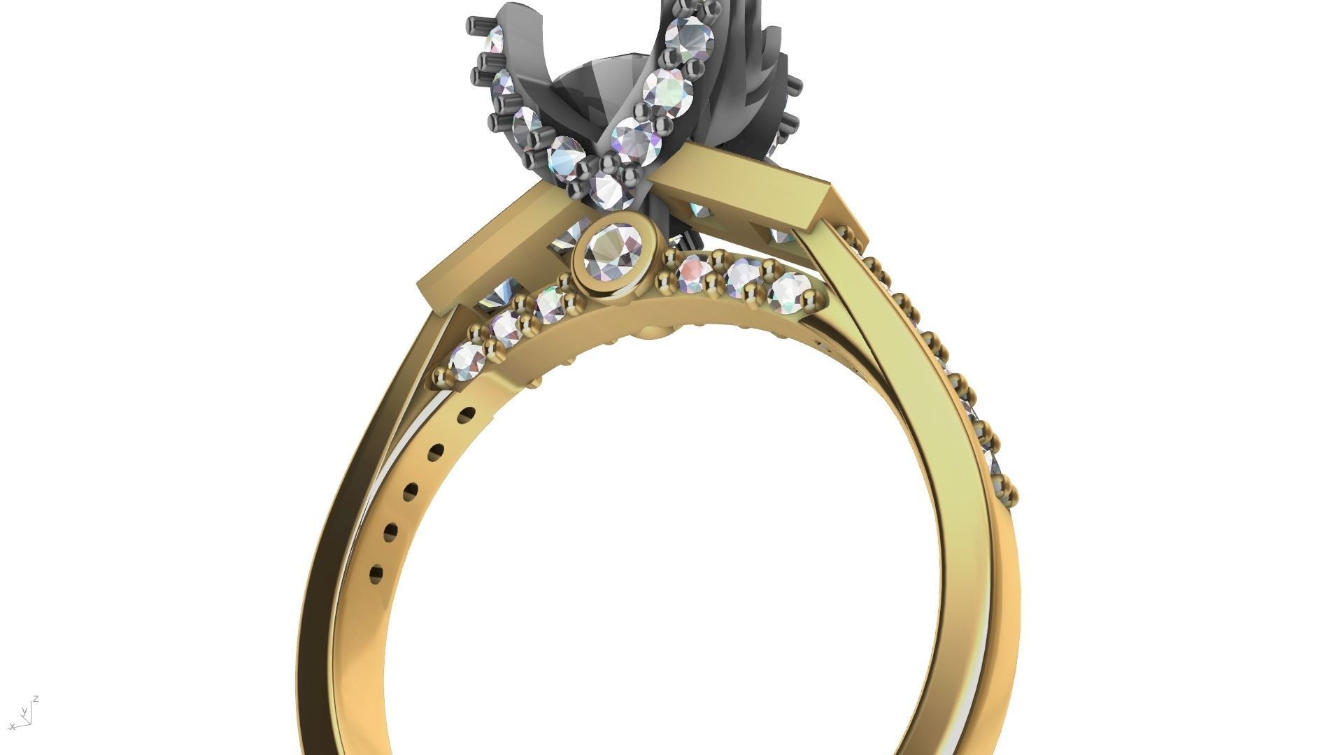 Princess Accent diamonds Ring 3D print model_11