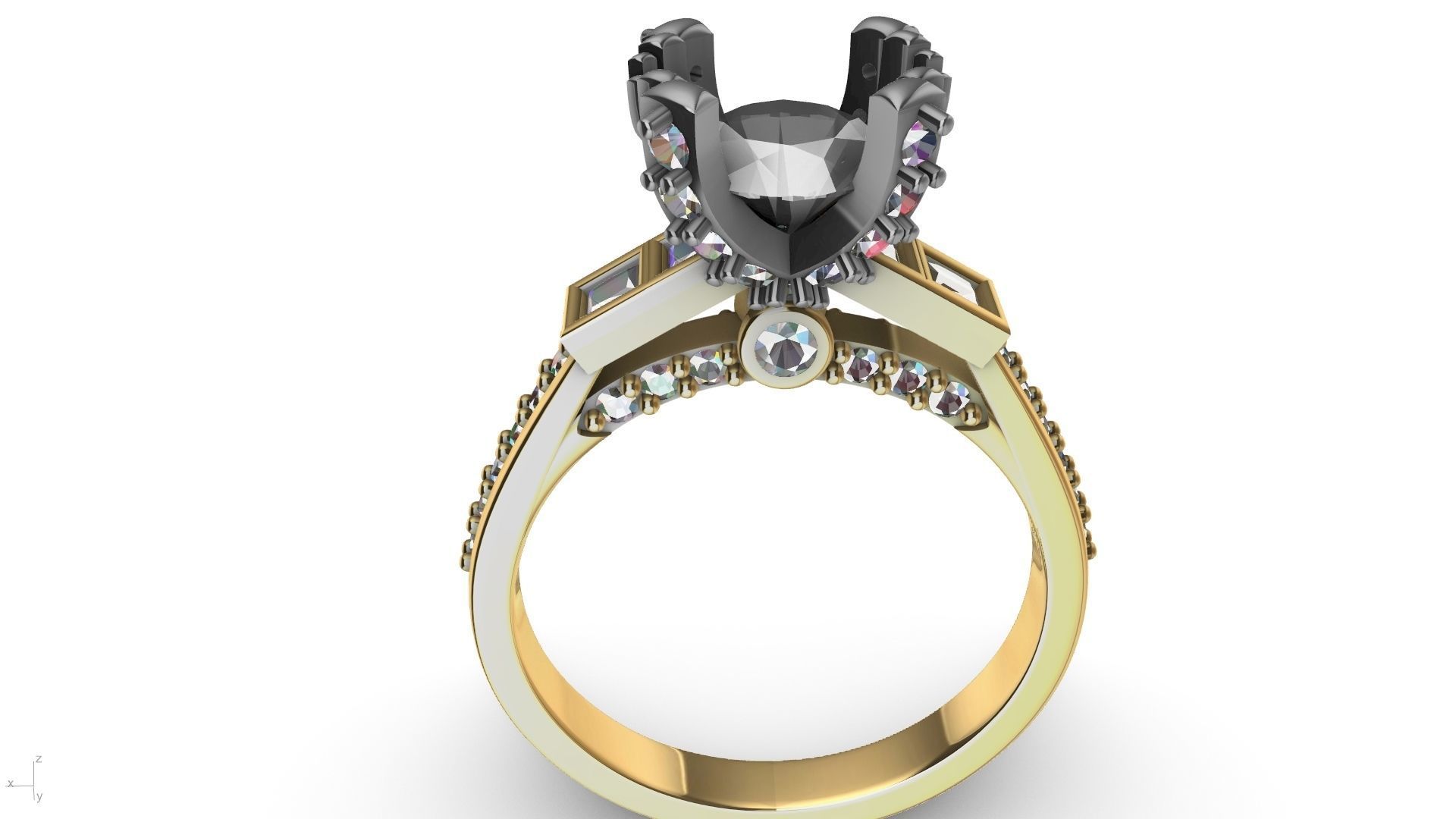Princess Accent diamonds Ring 3D print model_18