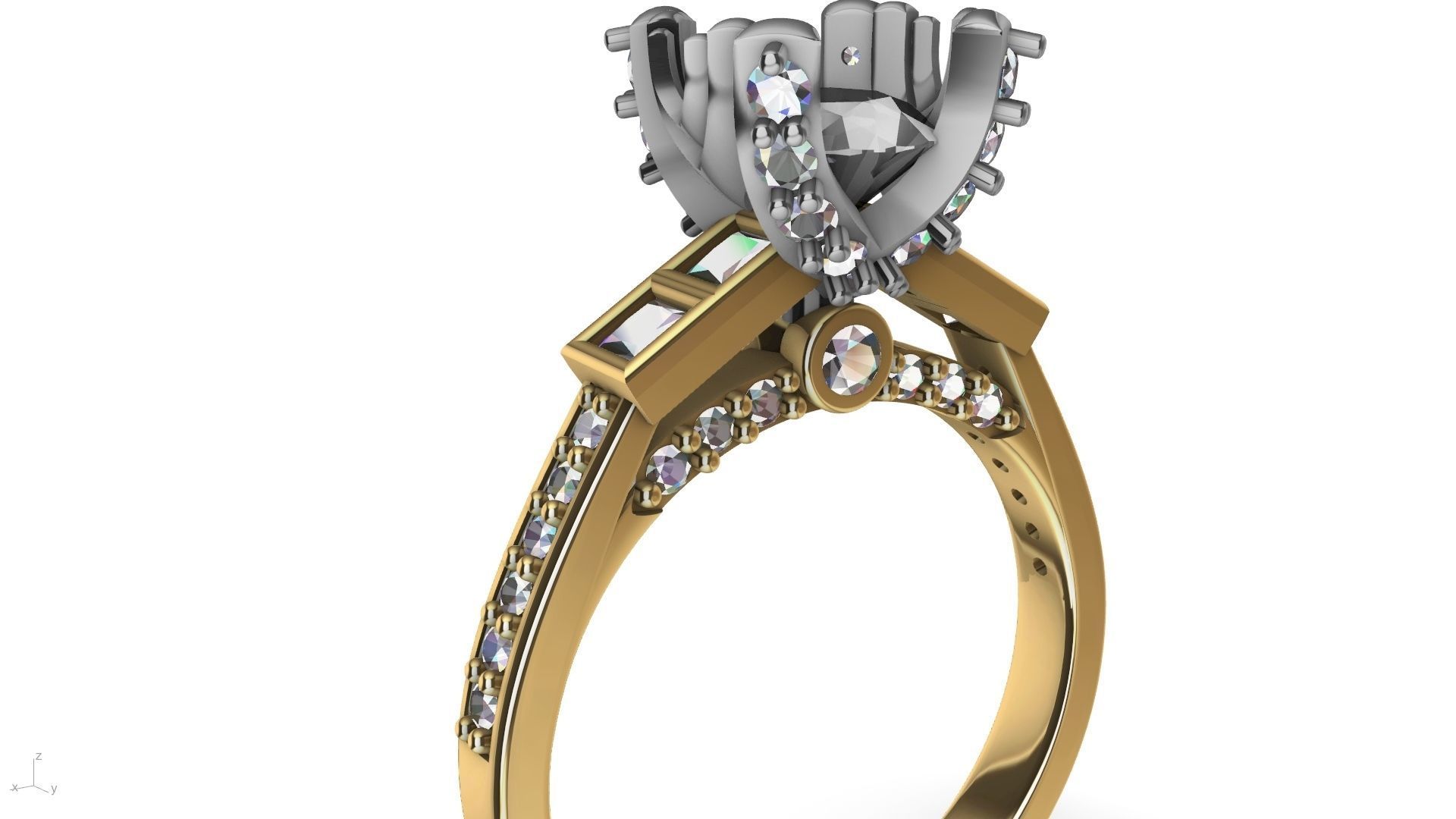 Princess Accent diamonds Ring 3D print model_20