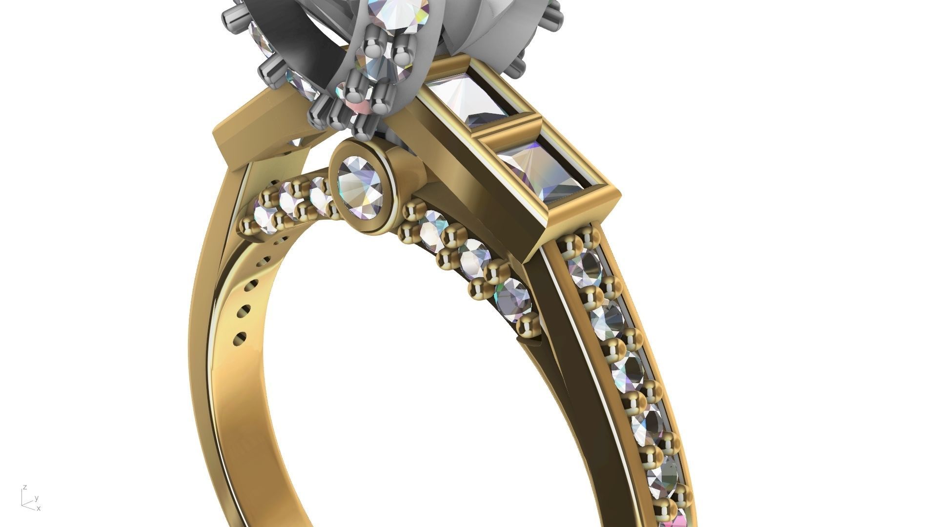 Princess Accent diamonds Ring 3D print model_22