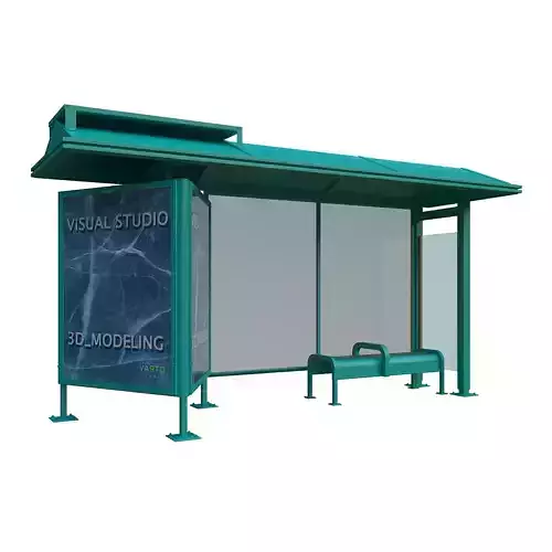 Bus Stop USA Low-poly 3D model