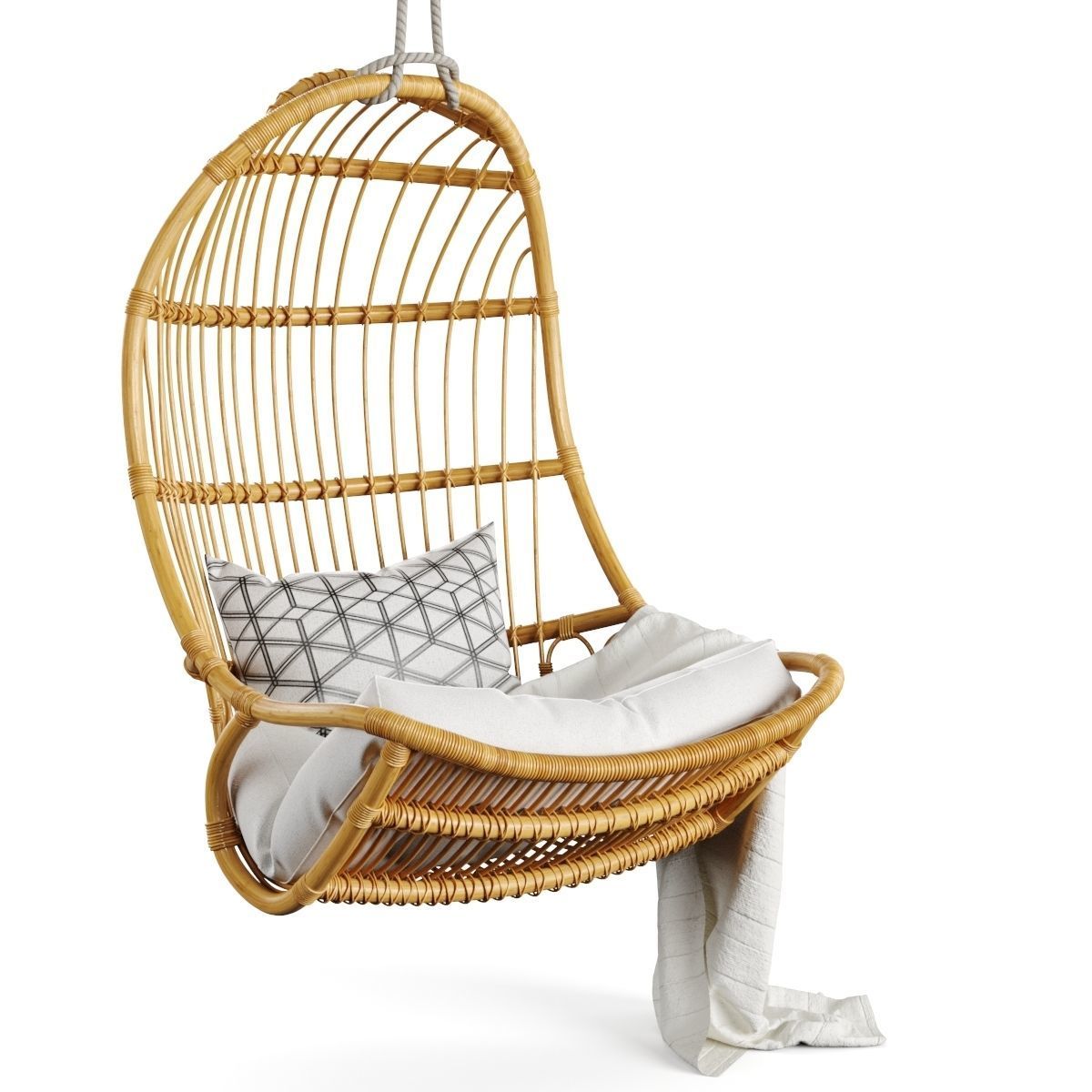 Hanging Rattan Chair By Serena and Lily 3D model_2