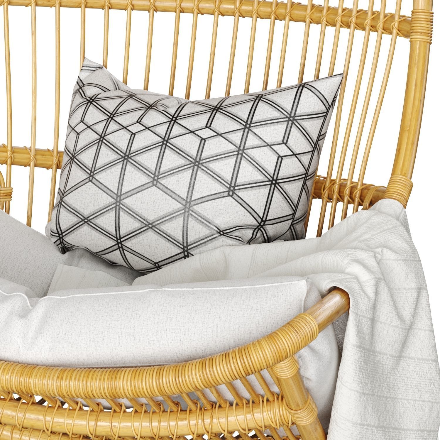 Hanging Rattan Chair By Serena and Lily 3D model_1