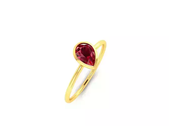 Solitaire Engagement Wedding Pear Stone Ring 3D print model