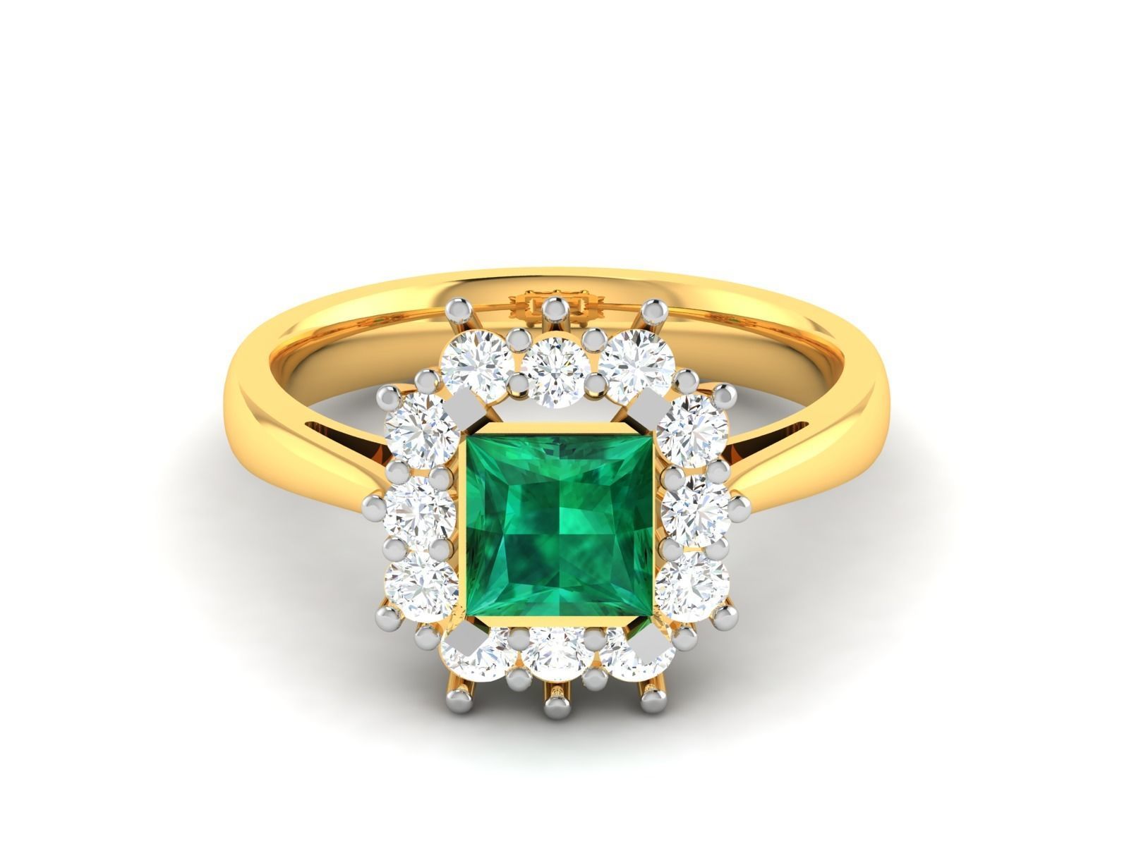 Solitaire Engagement Wedding Diamond Princess Ring 3D print model_8