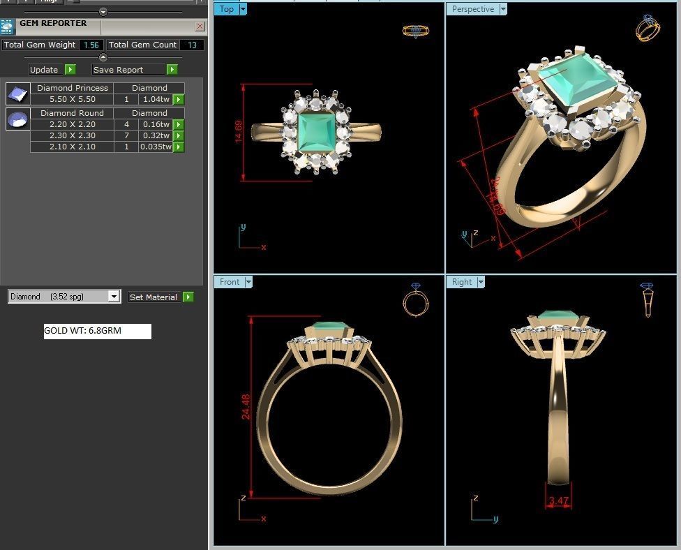 Solitaire Engagement Wedding Diamond Princess Ring 3D print model_6