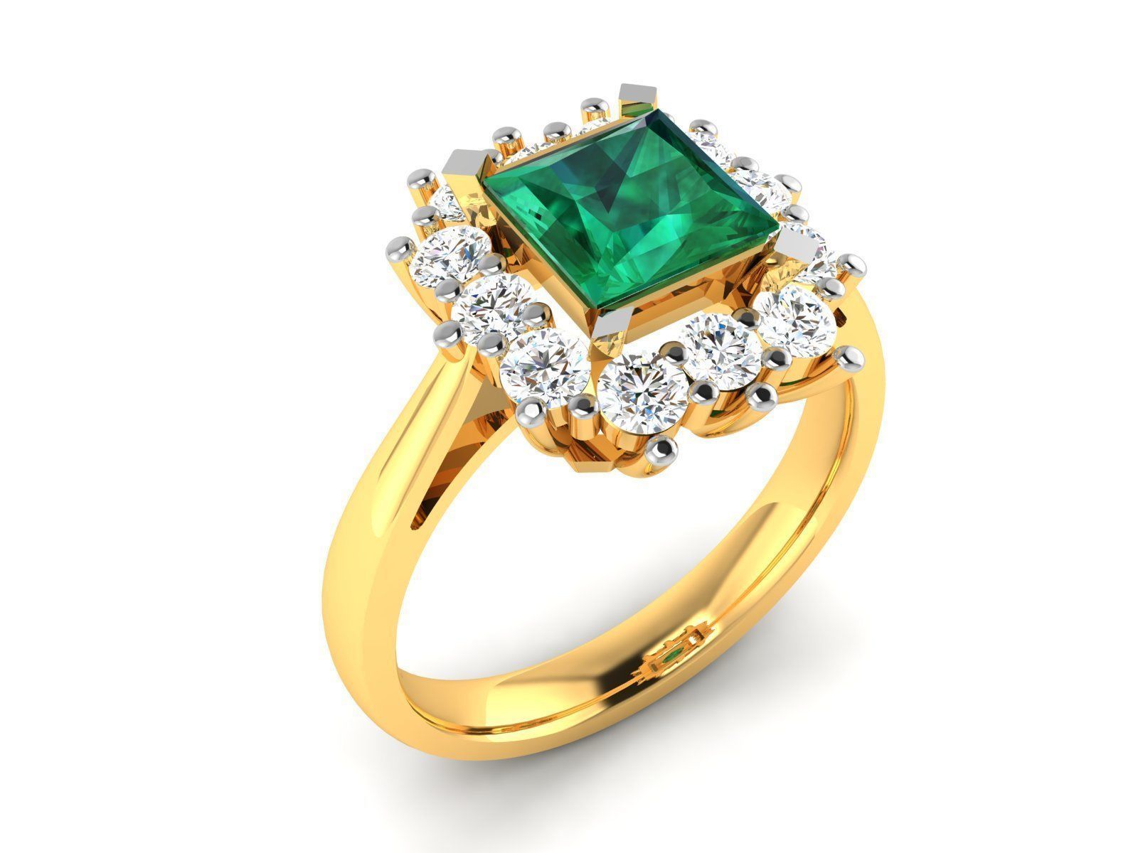 Solitaire Engagement Wedding Diamond Princess Ring 3D print model_1