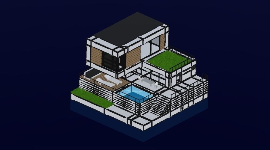 3d House model modern Low-poly 3D model_1