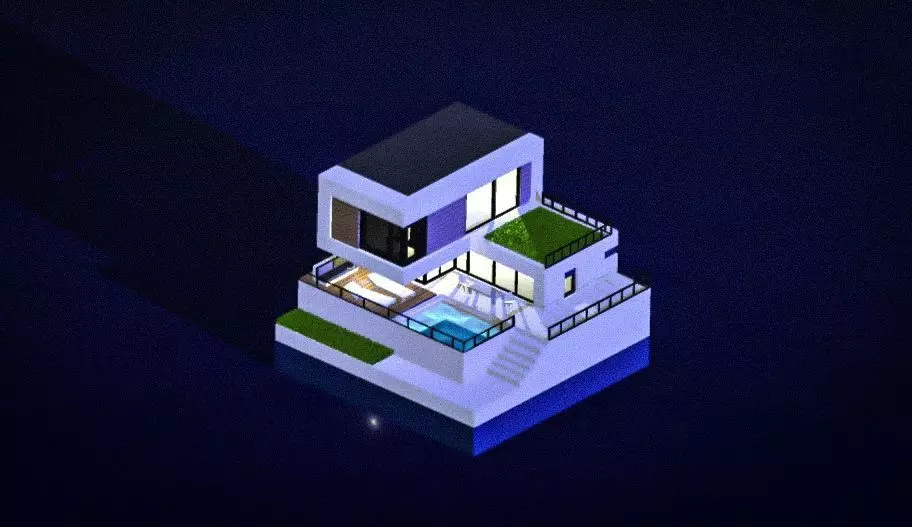 3d House model modern Low-poly 3D model_0