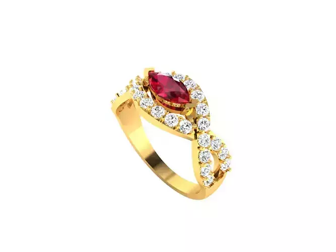 Solitaire Engagement Wedding Diamond Marquise Ring 3D print model