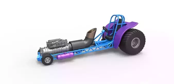 Mini Rod pulling tractor with jet engine Scale 1 to 25 3D print model