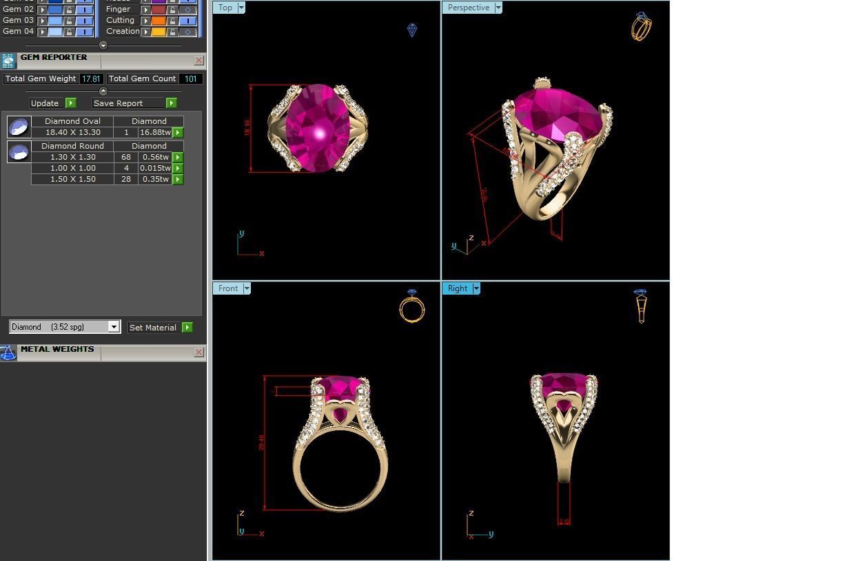 Solitaire Engagement Wedding Diamond Oval Ring 3D print model_6
