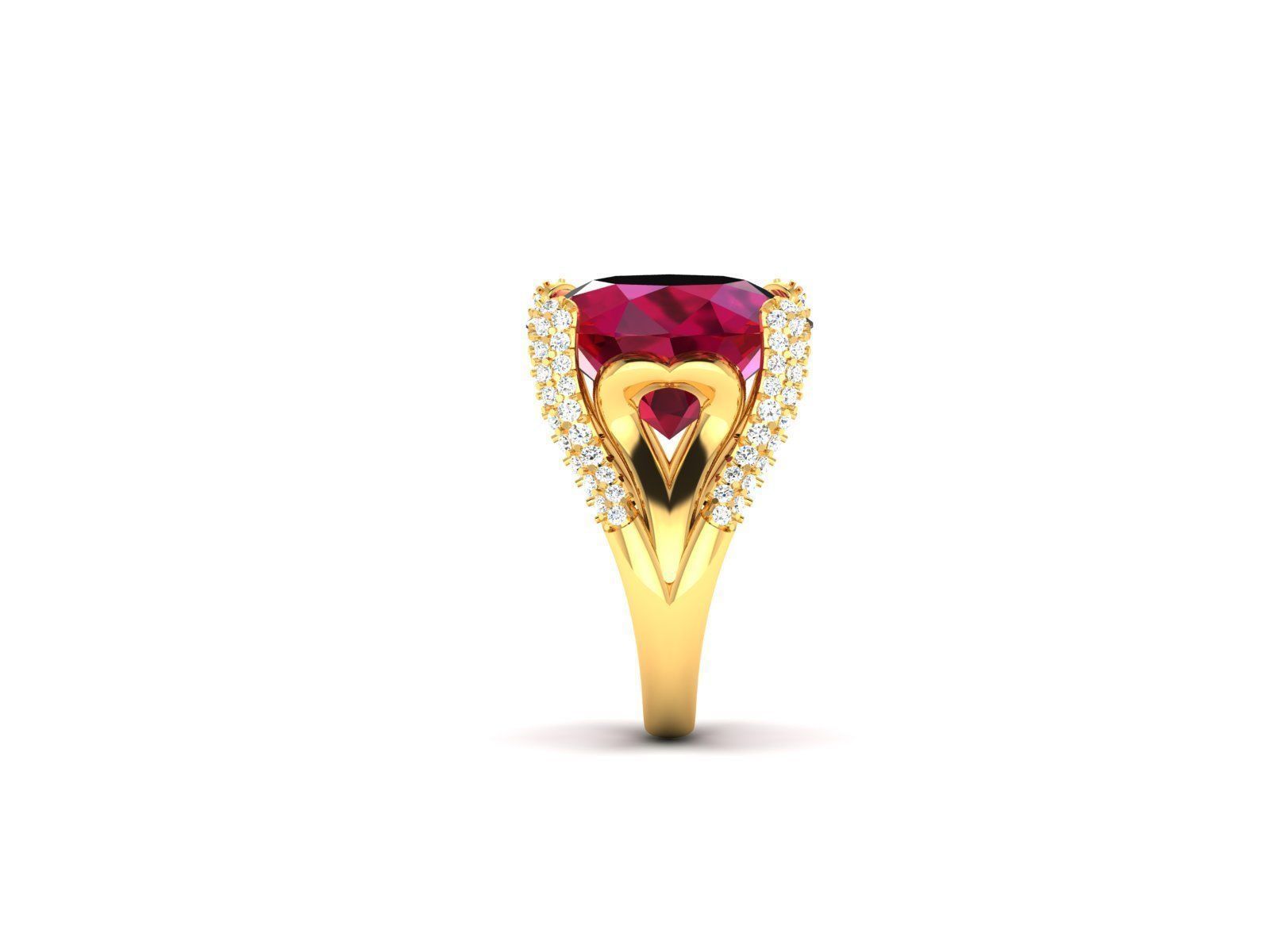 Solitaire Engagement Wedding Diamond Oval Ring 3D print model_4
