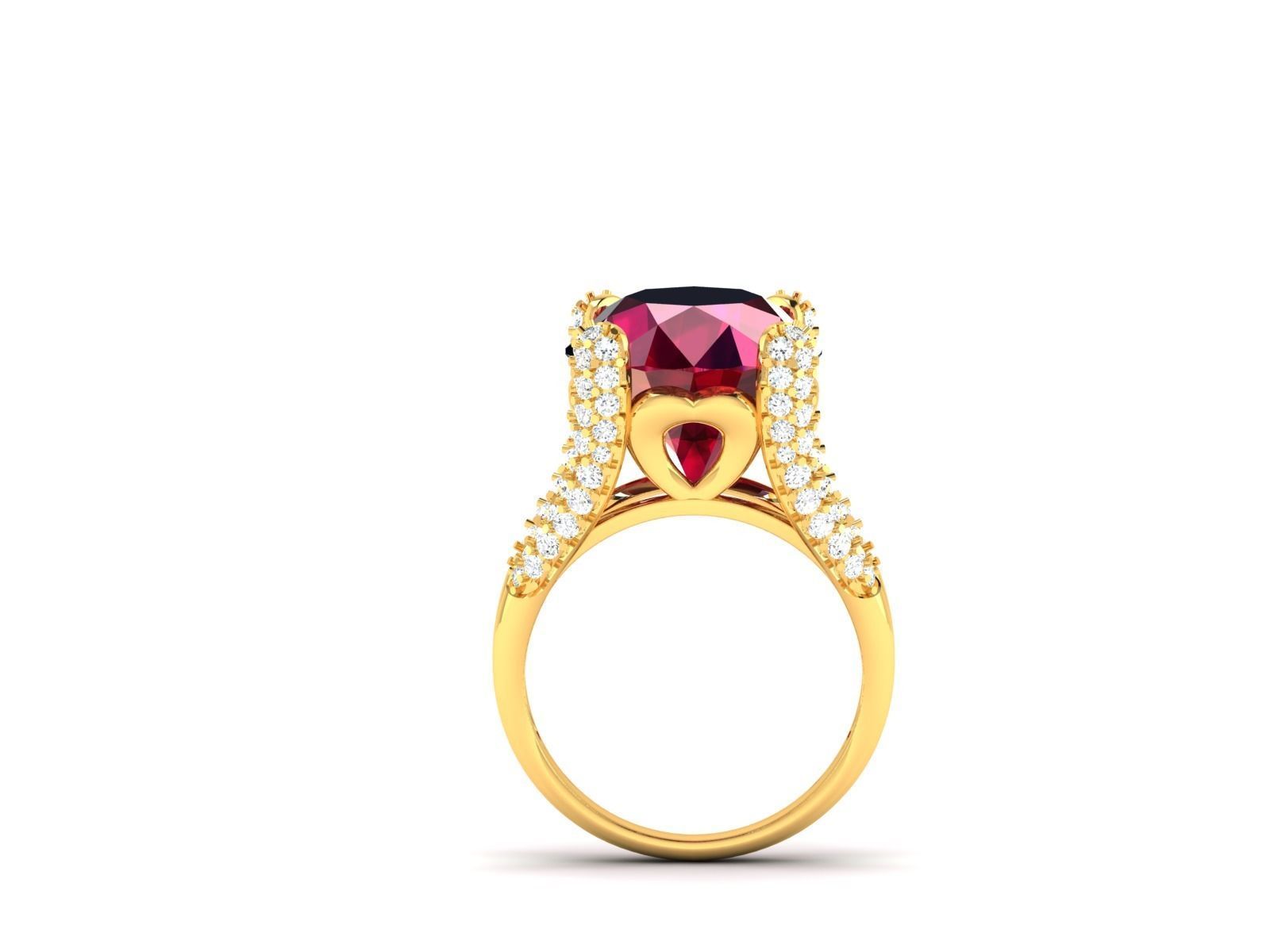 Solitaire Engagement Wedding Diamond Oval Ring 3D print model_3