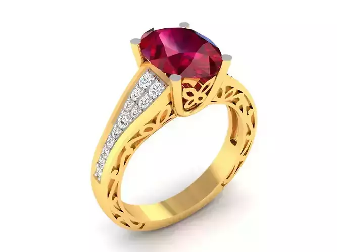 Solitaire Engagement Wedding Diamond Oval Ring 3D print model