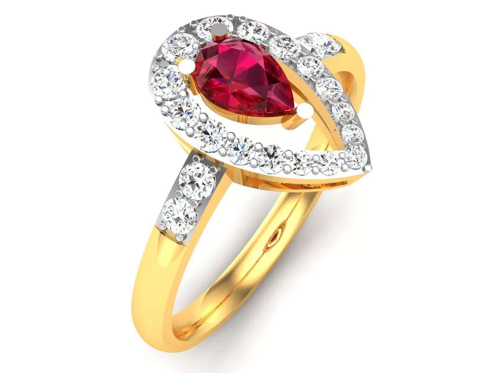 Solitaire Engagement Wedding Pear Stone Ring 3D print model_0