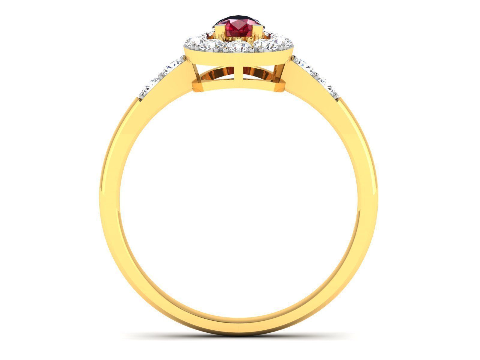 Solitaire Engagement Wedding Pear Stone Ring 3D print model_2