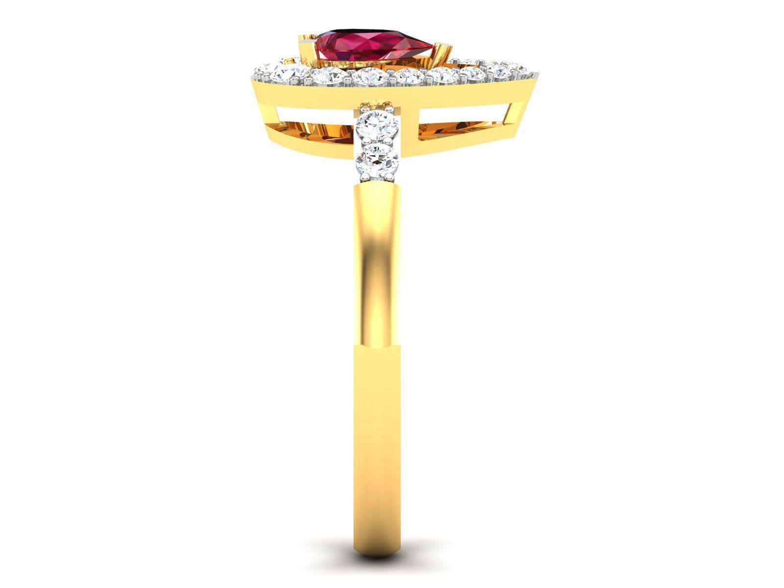 Solitaire Engagement Wedding Pear Stone Ring 3D print model_4