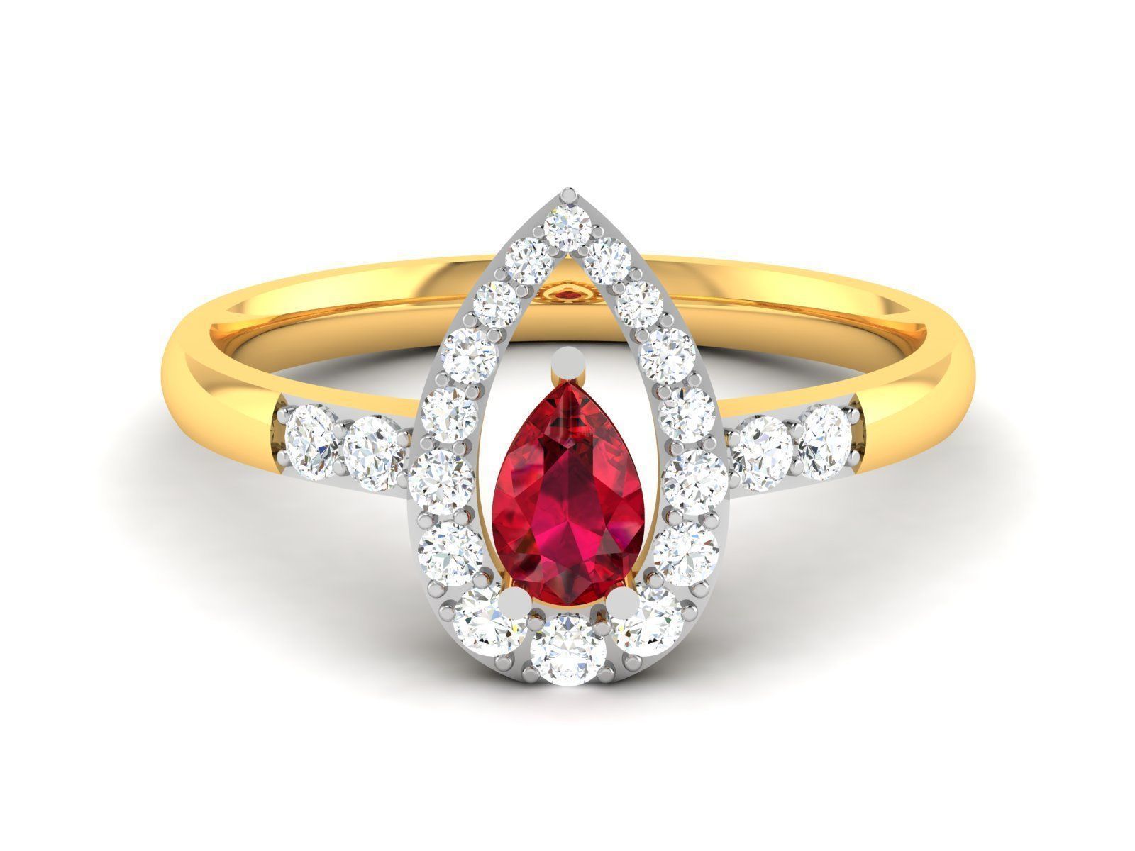 Solitaire Engagement Wedding Pear Stone Ring 3D print model_6