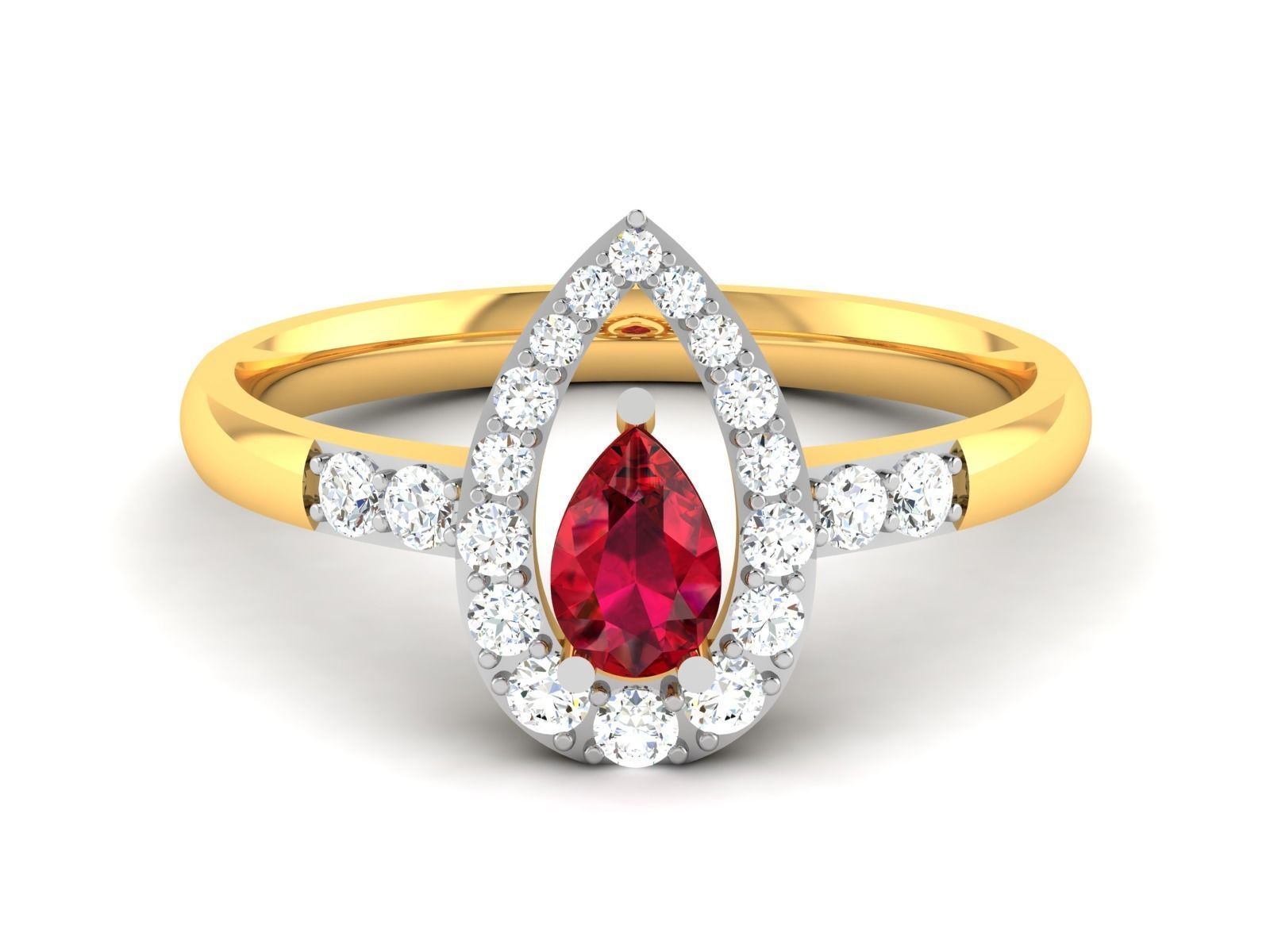 Solitaire Engagement Wedding Pear Stone Ring 3D print model_7