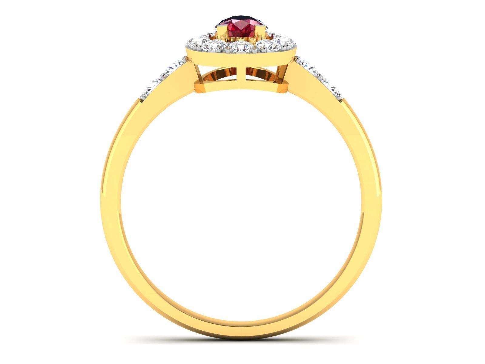 Solitaire Engagement Wedding Pear Stone Ring 3D print model_3