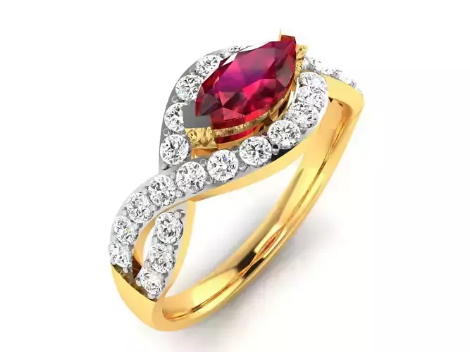Solitaire Engagement Wedding Marquise Stone Ring 3D print model