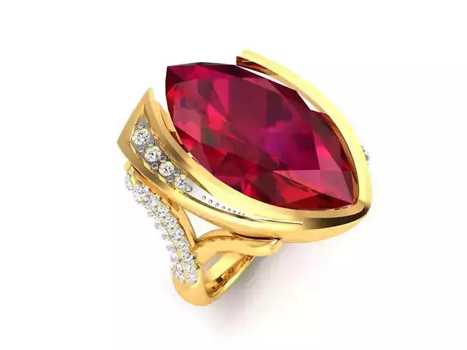 Solitaire Engagement Wedding Marquise Stone Ring 3D print model