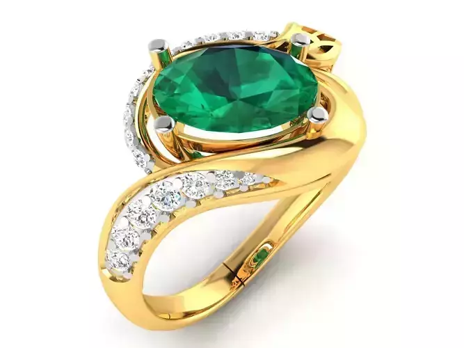 Solitaire Engagement Wedding Oval Stone Ring 3D print model
