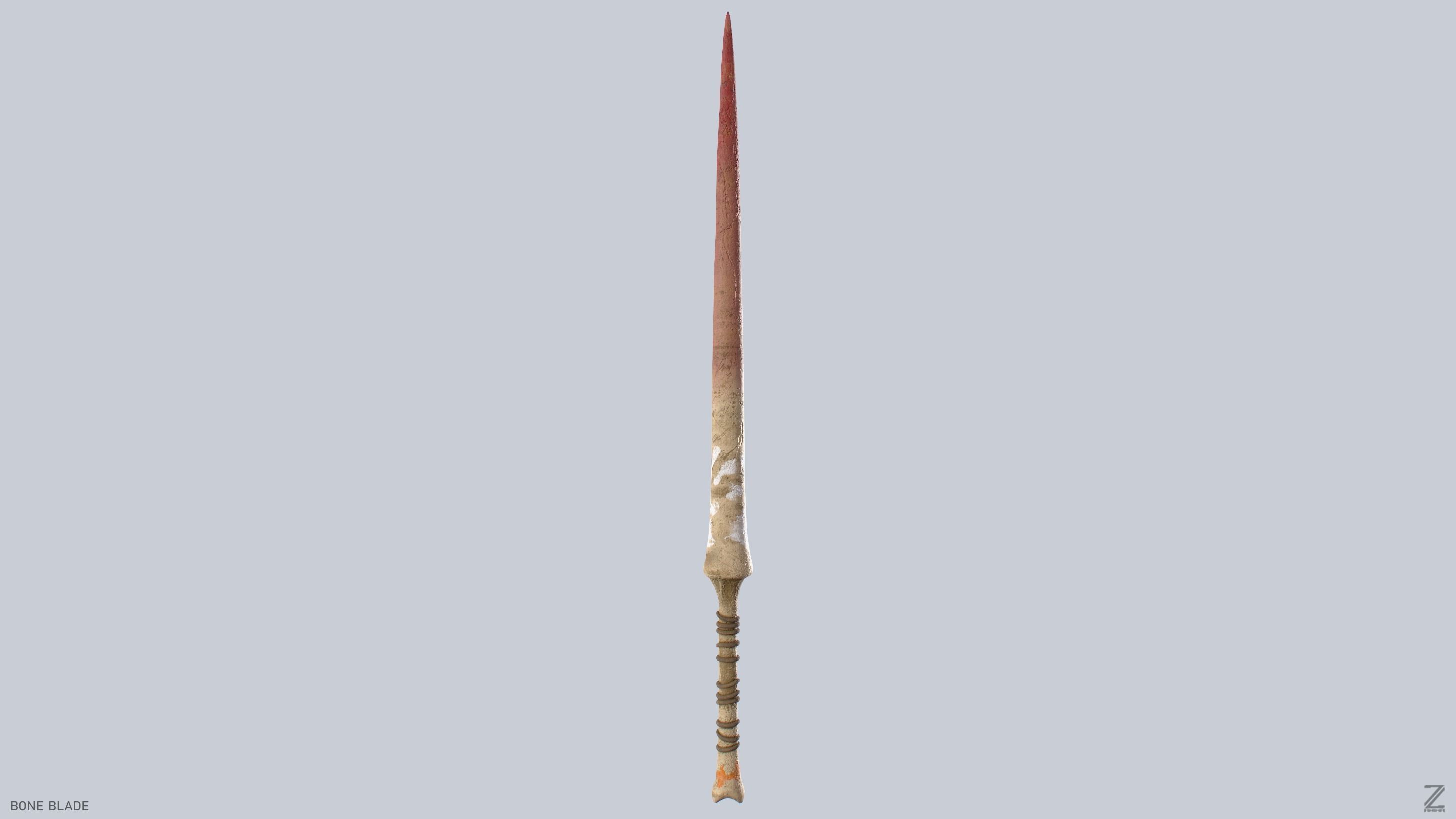 Bone blade Low-poly 3D model_5