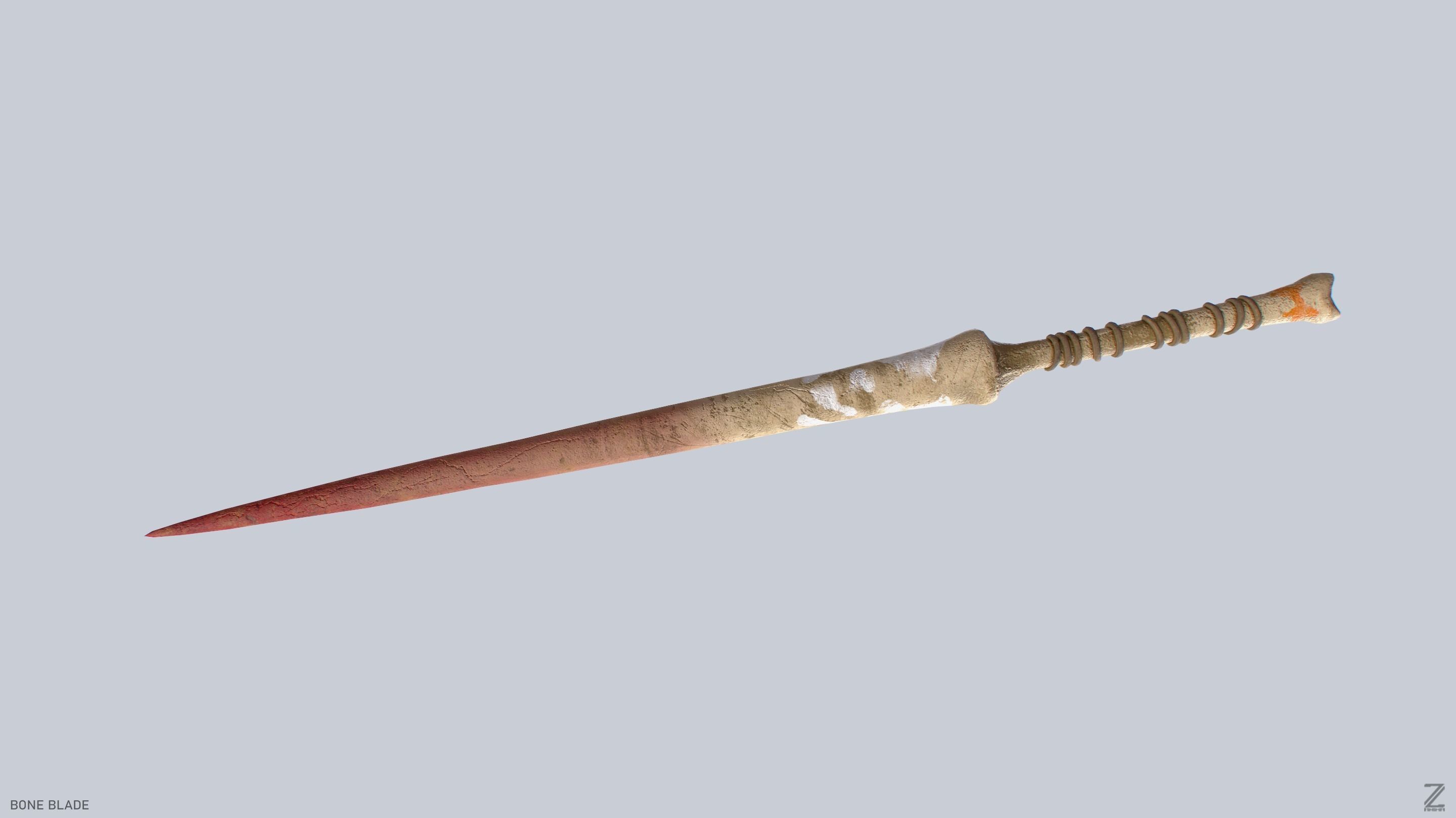Bone blade Low-poly 3D model_8